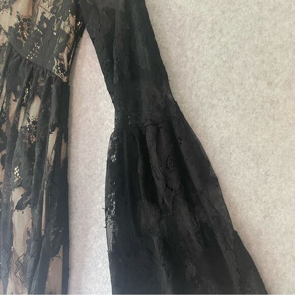 Black Lace Bell Sleeve Dress Y2k Goth Whimsigoth Indie Sleaze small #BB - Picture 4 of 10